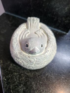Retired And Signed Isabel Bloom Bird In Nest Sculpture